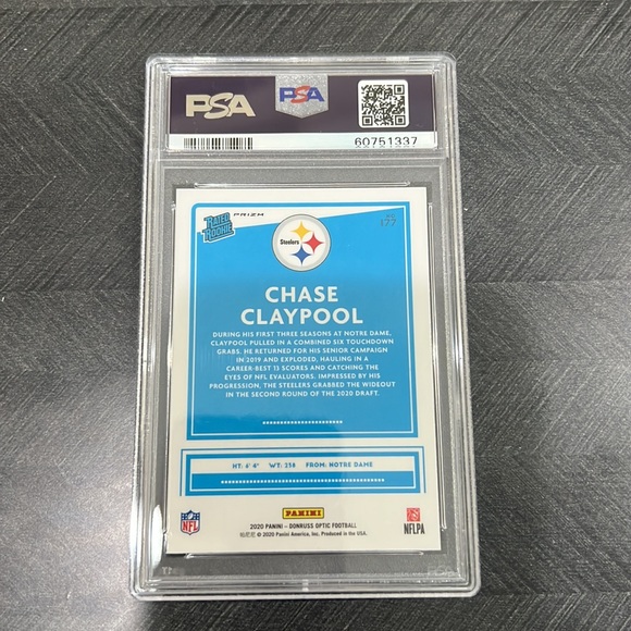 2020 Panini Donruss Optic - CHASE CLAYPOOL GEM MINT PSA 10 - Picture 2 of 4